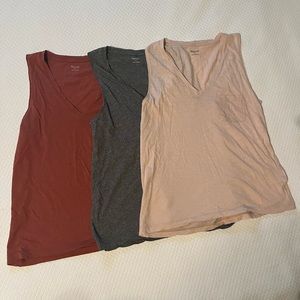 Madewell | TRIO of Cotton V-Neck Pocket Tanktops